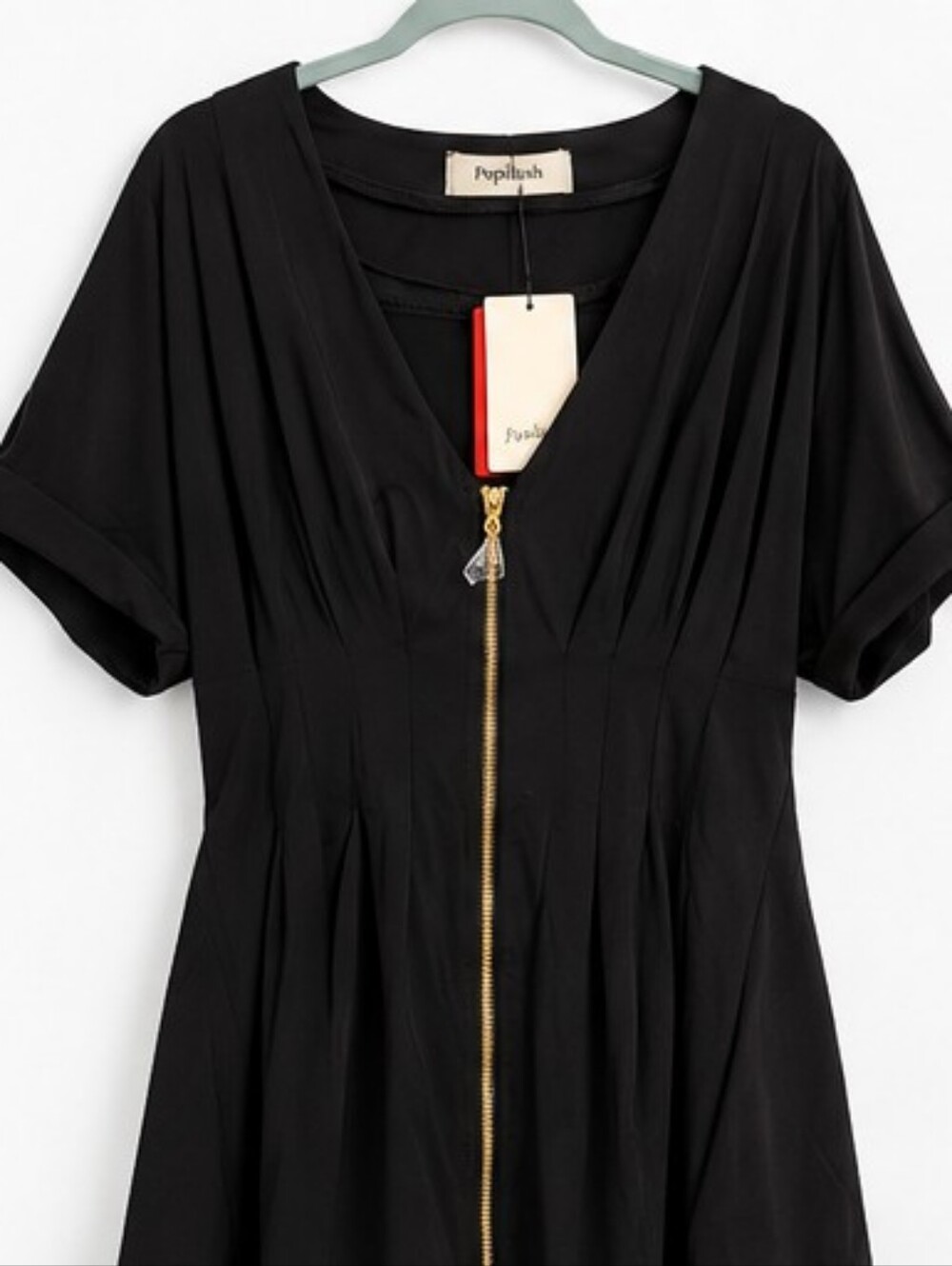 NWT Popilush Deep V Zip Front Two-Piece Sculpting Mini Dress, XL